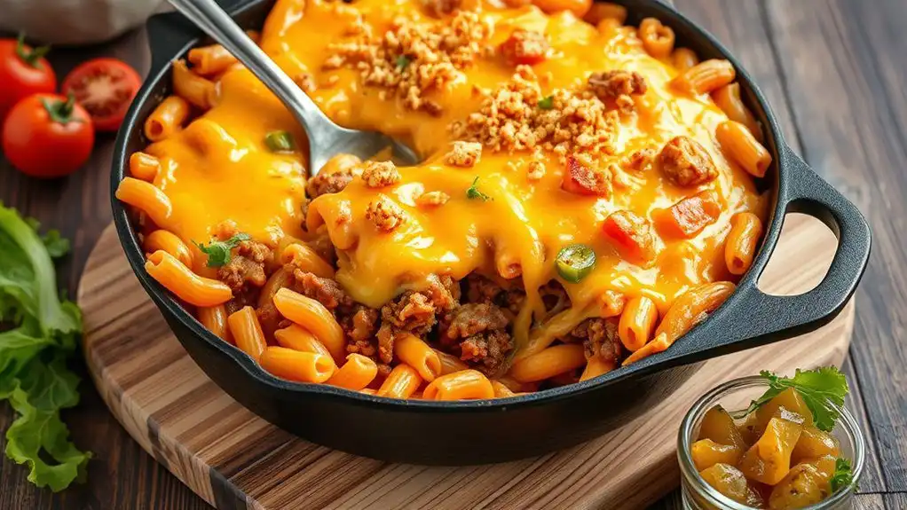 cheesy hamburger pasta bake