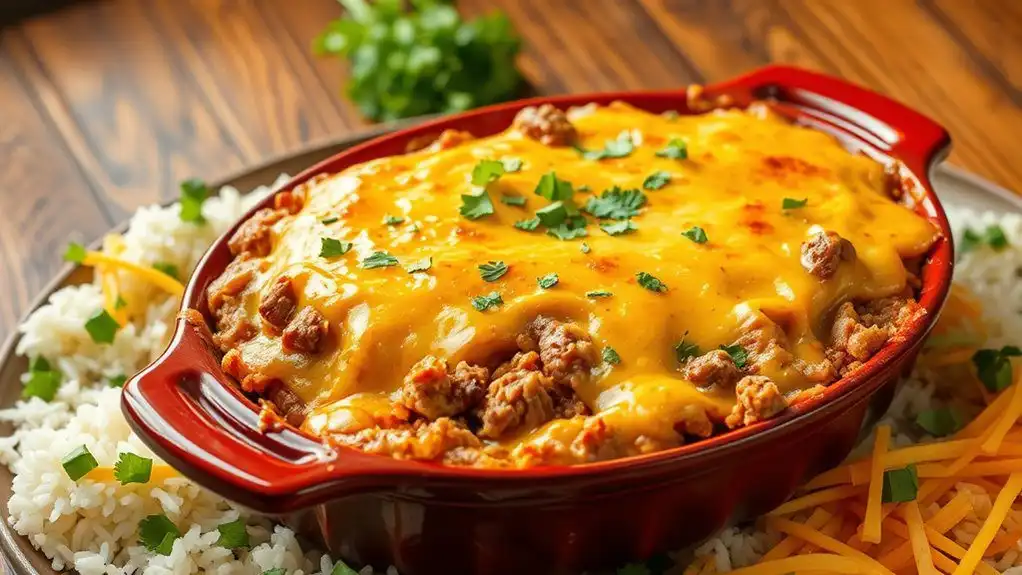 cheesy hamburger rice casserole cheesy hamburger rice casserole