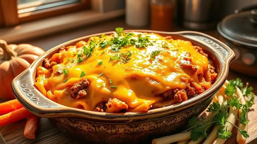 cheesy hamburger sweet potato casserole
