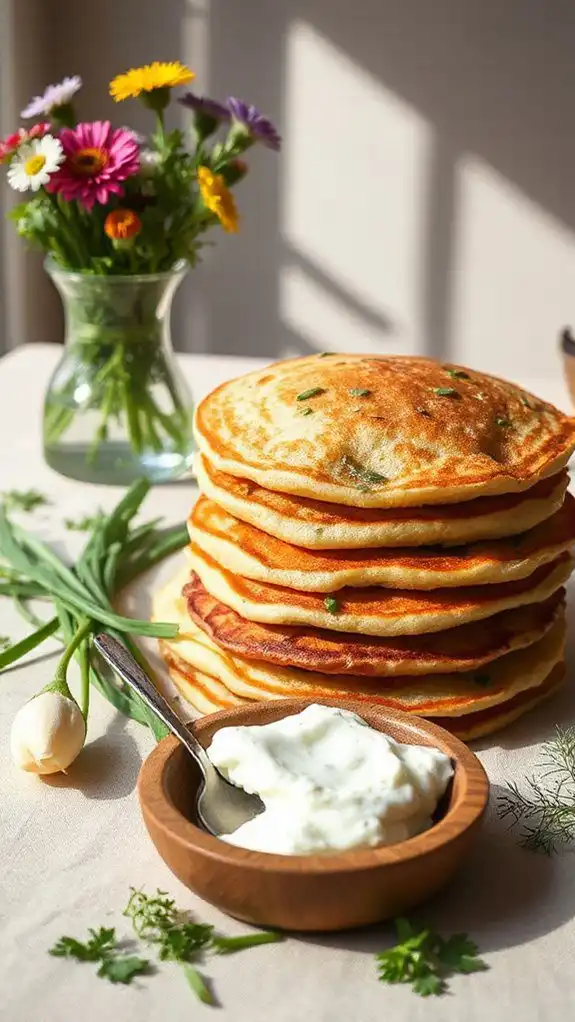 cheesy herb infused pancakes