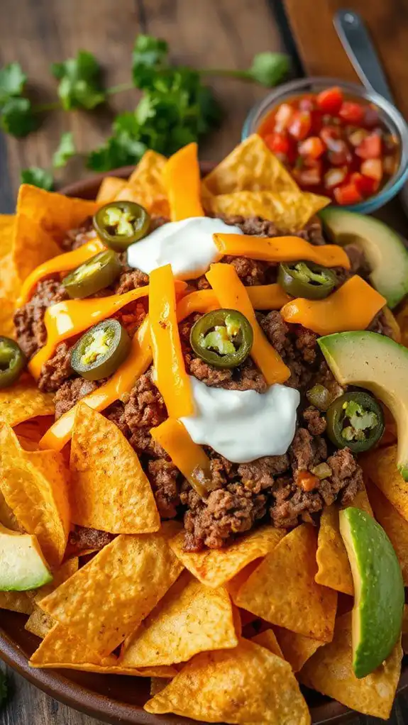 cheesy loaded beef nachos