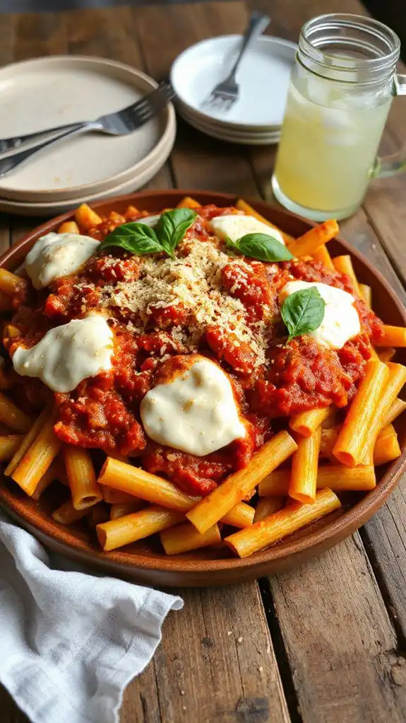 cheesy pasta casserole dish