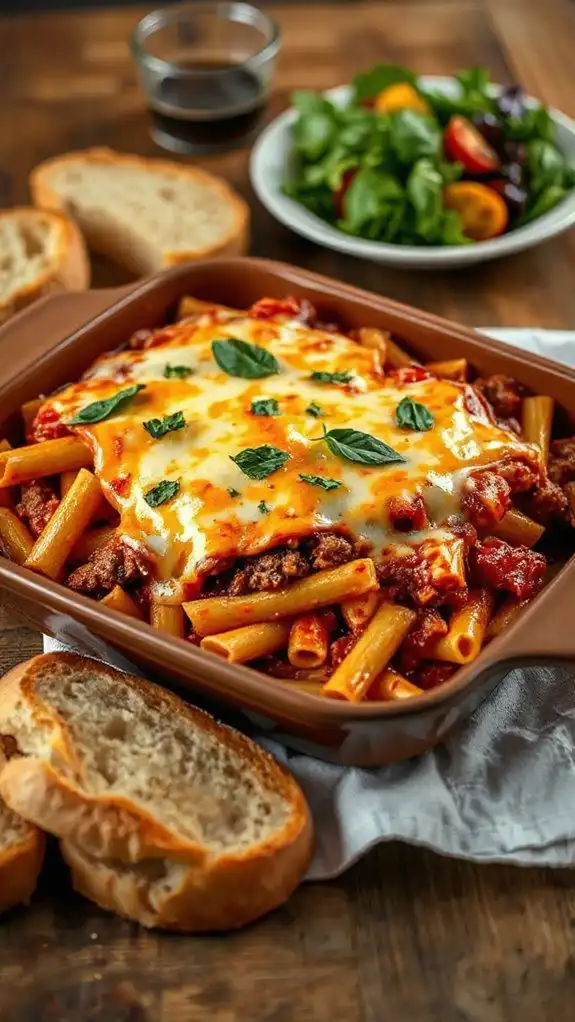 cheesy pasta casserole dish