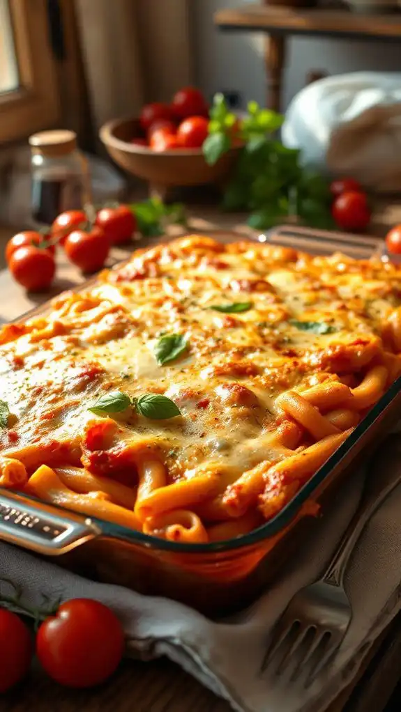 cheesy pasta casserole dish