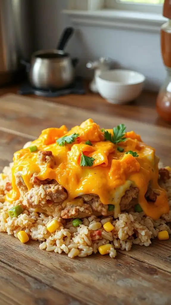 cheesy pork rice casserole