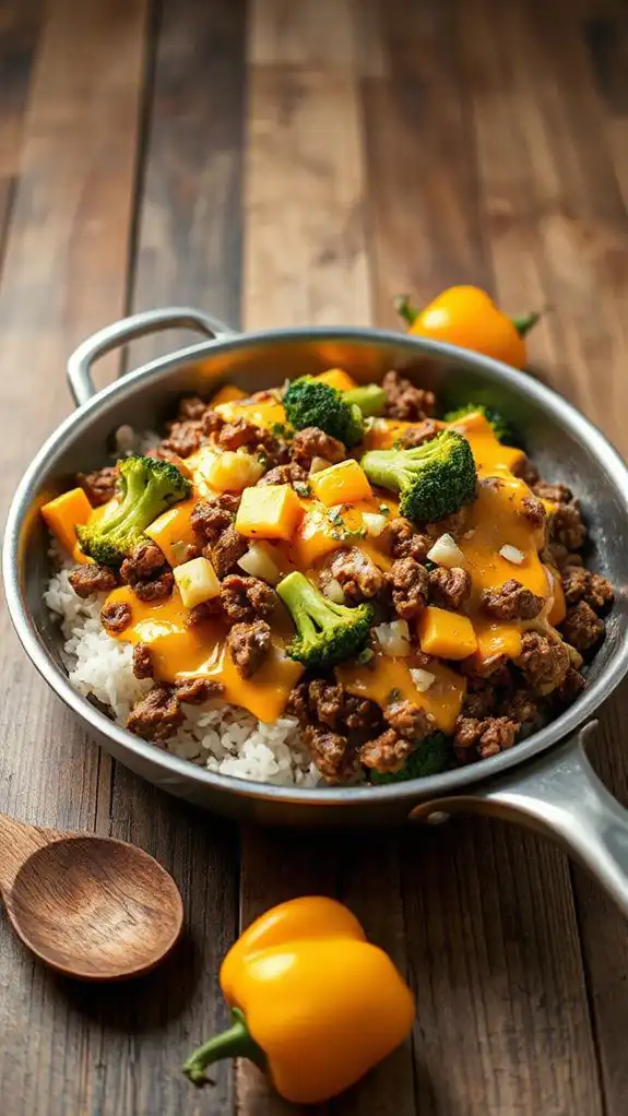 cheesy skillet beef broccoli