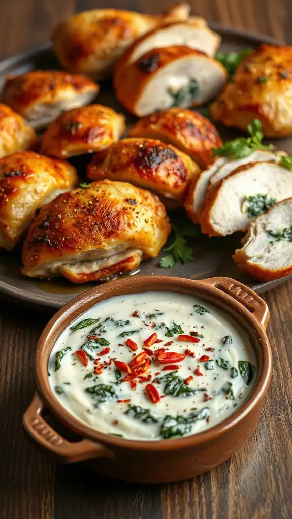 cheesy spinach chicken dip
