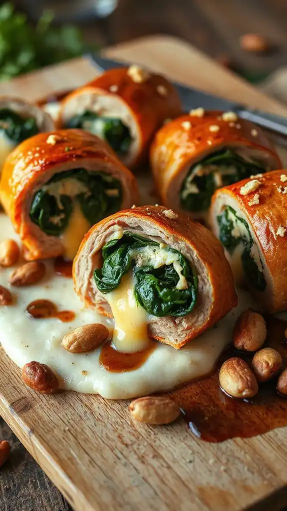 cheesy spinach stuffed pork