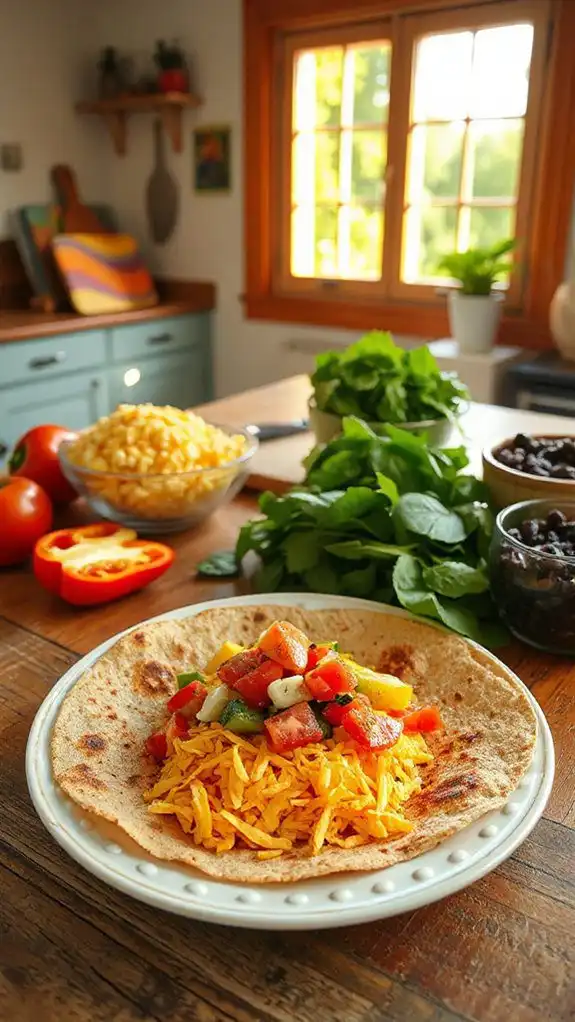 cheesy vegetable filled tortillas