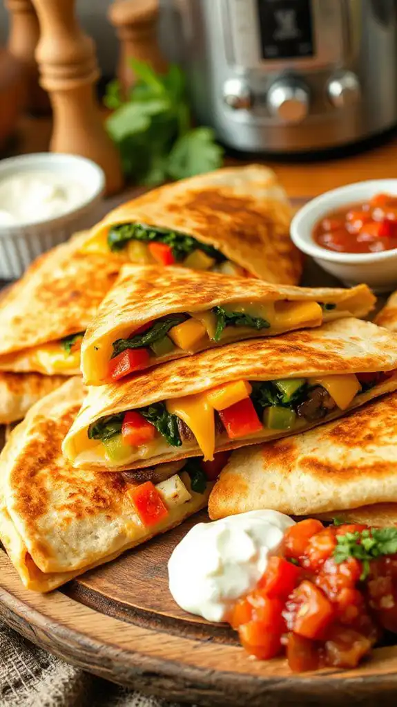 cheesy vegetable filled tortillas