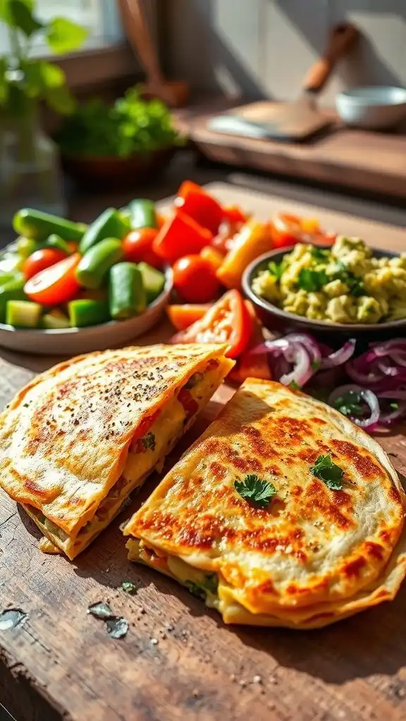 cheesy vegetable filled tortillas