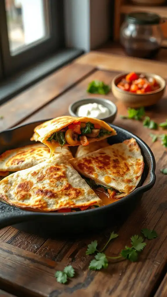 cheesy veggie filled quesadillas