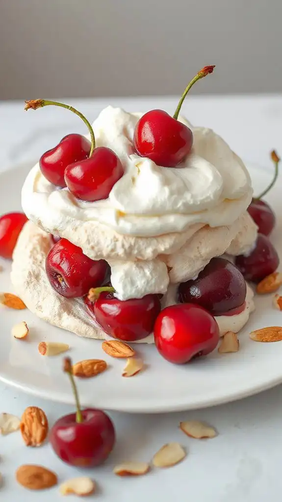 cherry almond meringue dessert