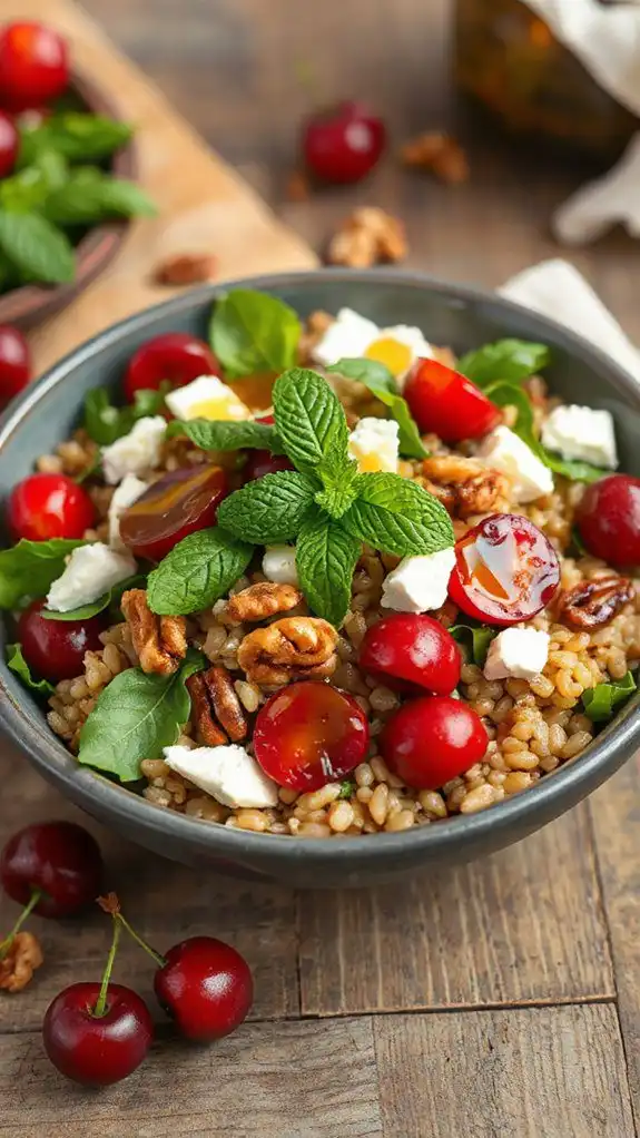 cherry walnut farro salad