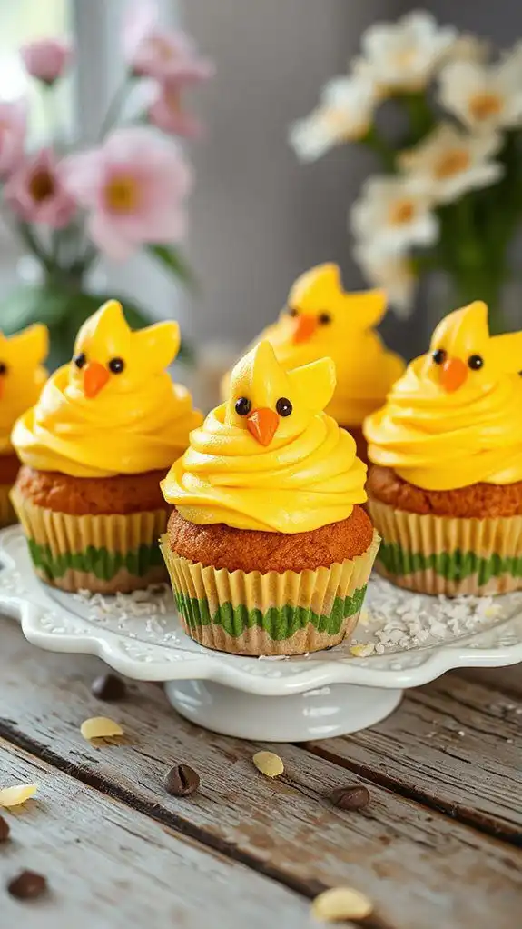 chick themed festive cupcakes