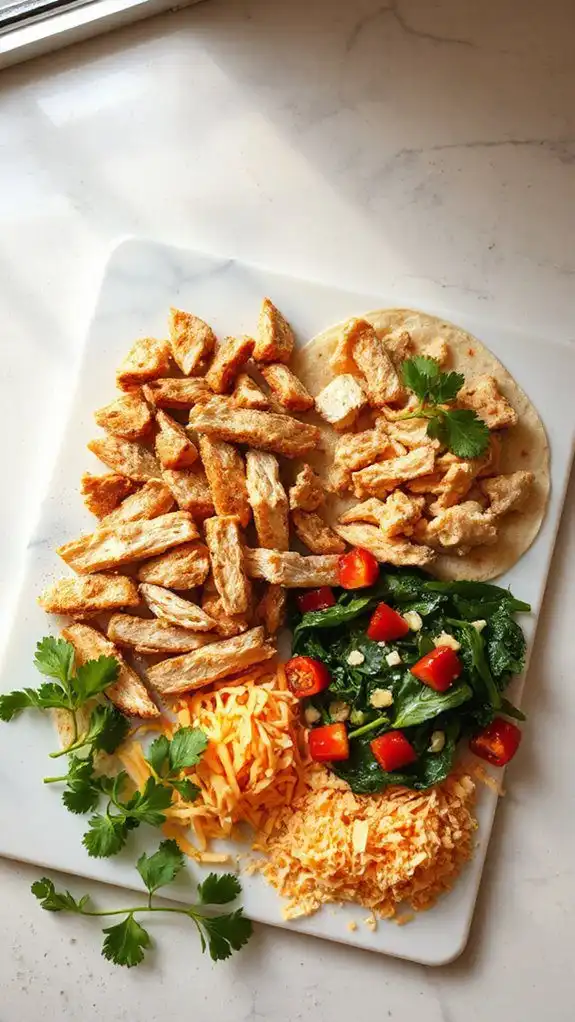 chicken and spinach quesadillas