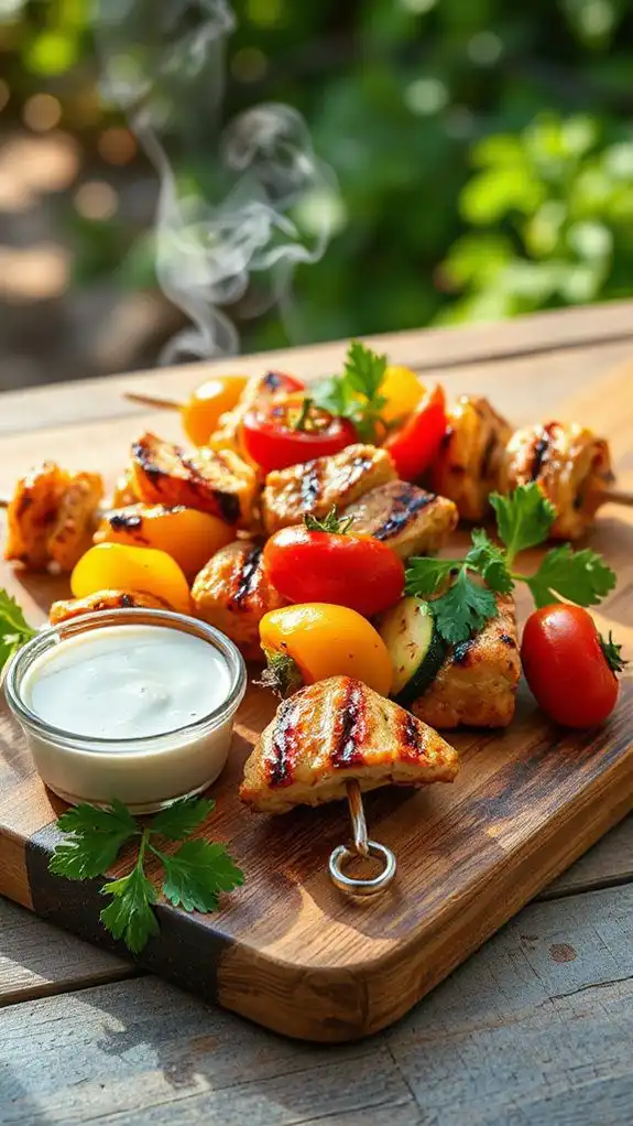 chicken and vegetable skewers