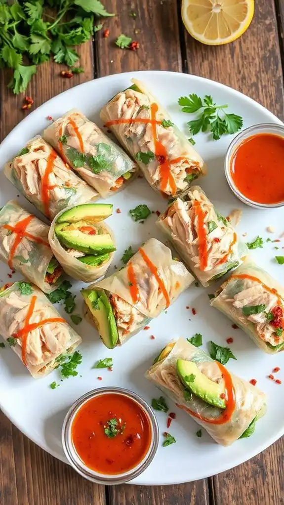 chicken avocado spring rolls