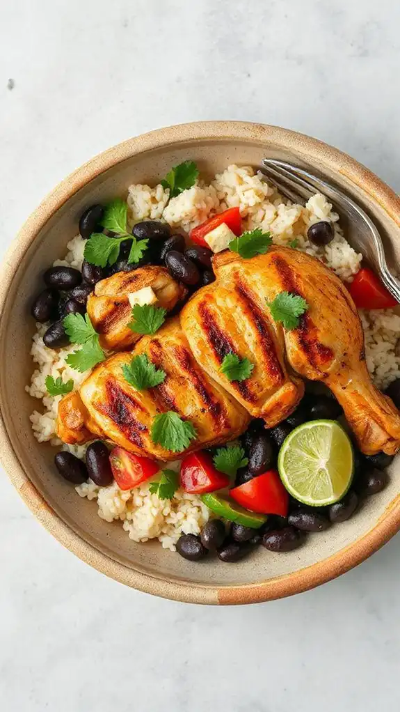 chicken bean rice bowl