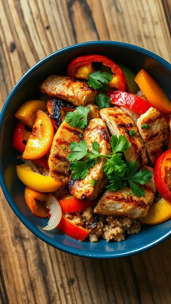 chicken fajita rice bowl