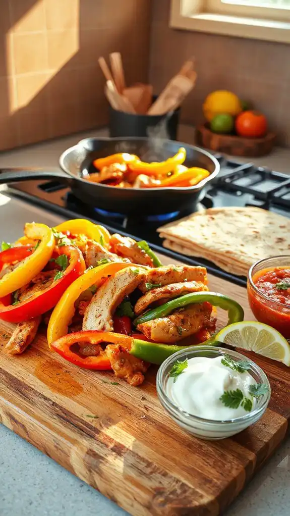 chicken fajitas with peppers