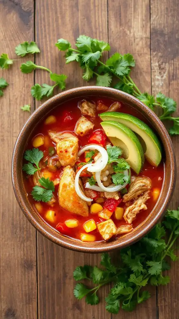 chicken filled spicy soup
