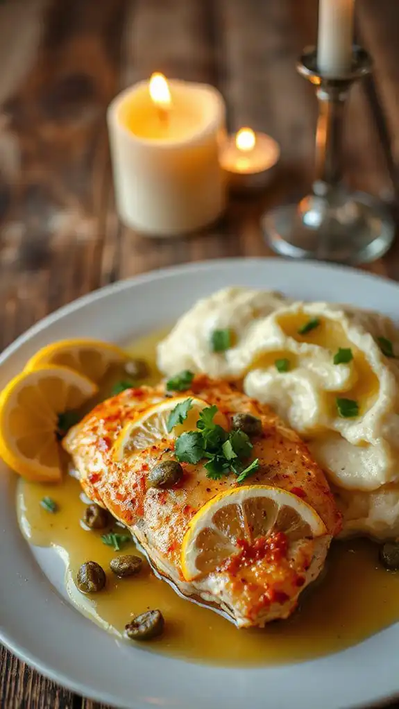 chicken piccata and potatoes