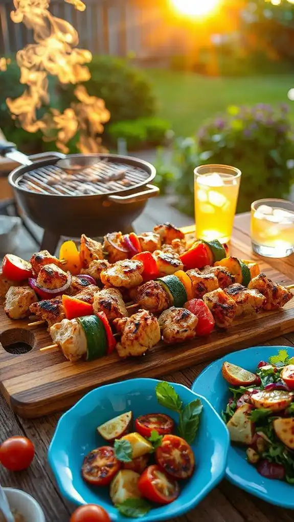 chicken skewers on grill