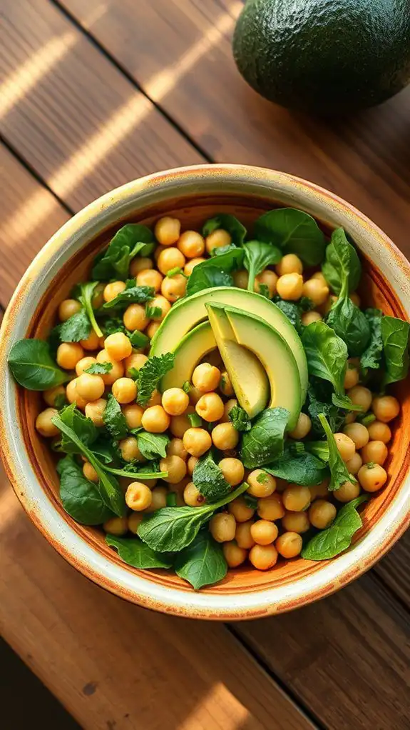 chickpea avocado spinach salad