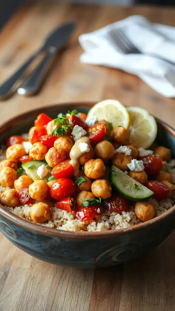 chickpea bowl with mediterranean flavors