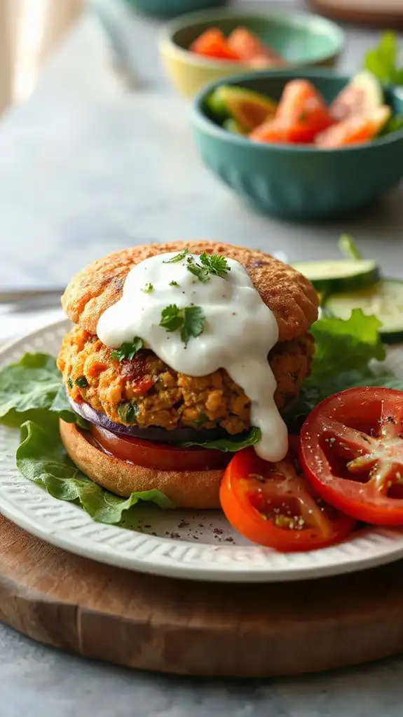 chickpea burger with mediterranean flavors