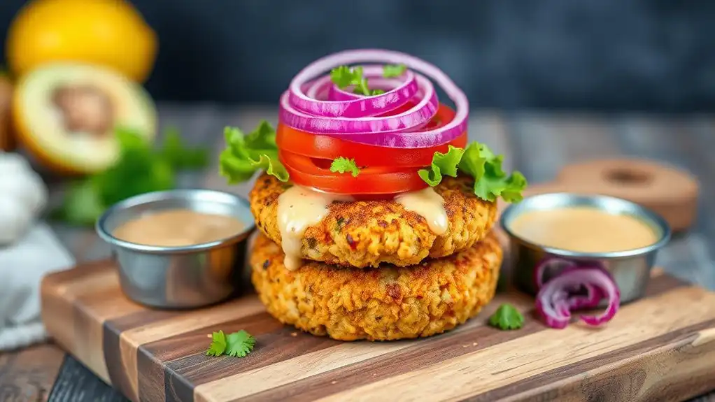 chickpea burger with sauce
