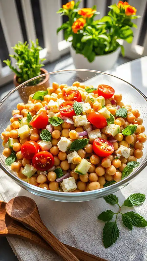chickpea cucumber mint salad