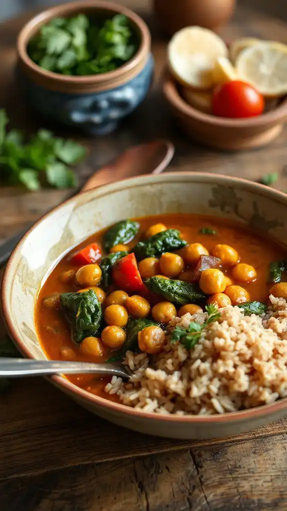 chickpea curry and brown rice