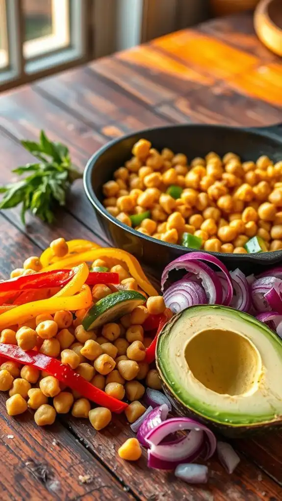chickpea filled savory fajitas
