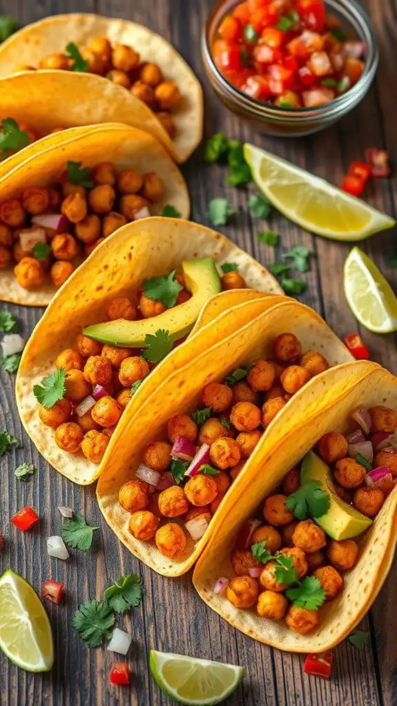 chickpea filled spicy tacos