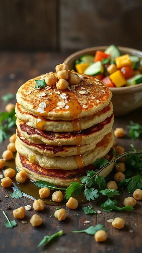chickpea infused spiced oat pancakes