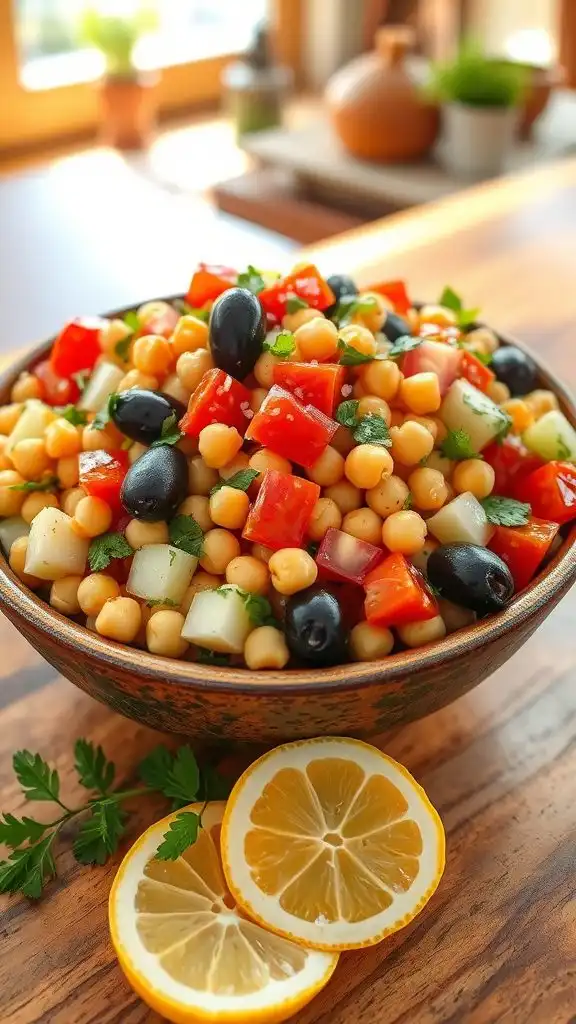 chickpea salad with mediterranean flavors