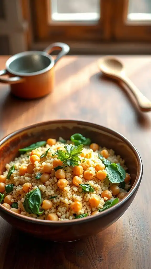 chickpea spinach couscous dish