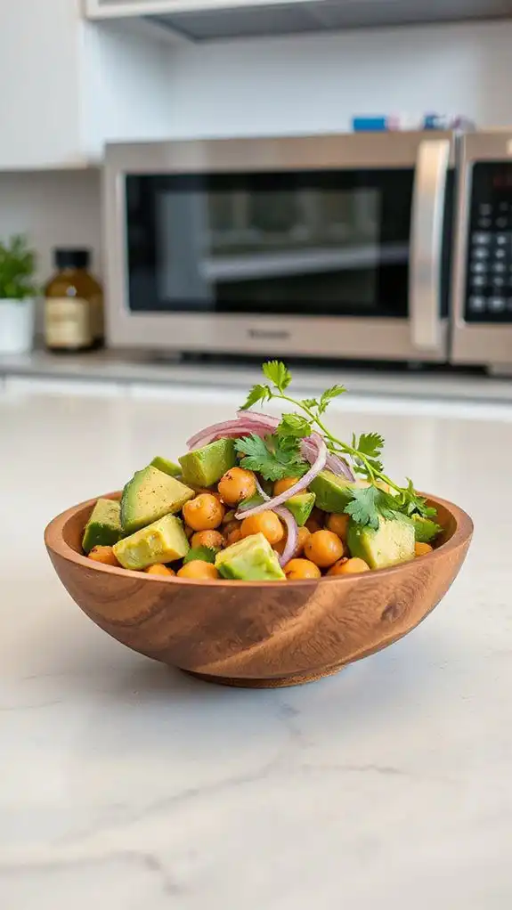 chickpeas mixed with avocado