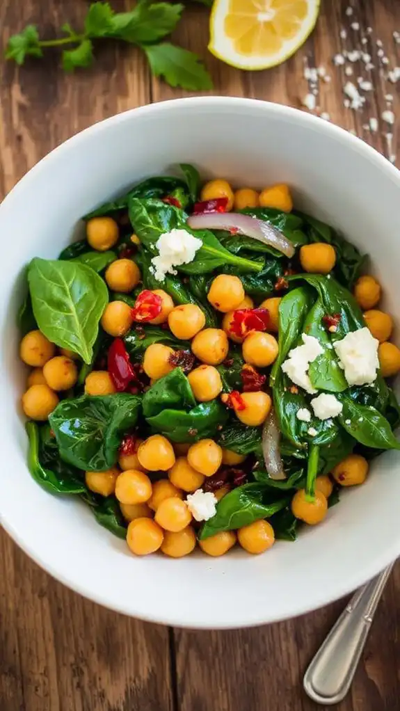 chickpeas saut ed with spinach