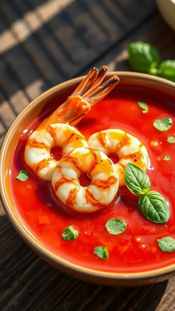 chilled gazpacho with shrimp
