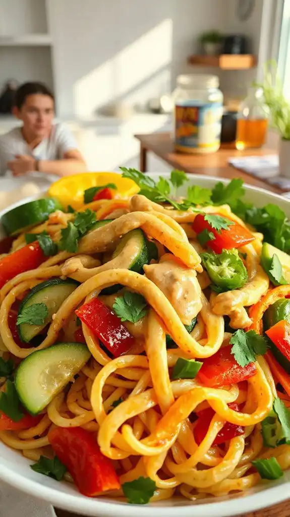 chilled noodles with peanut dressing