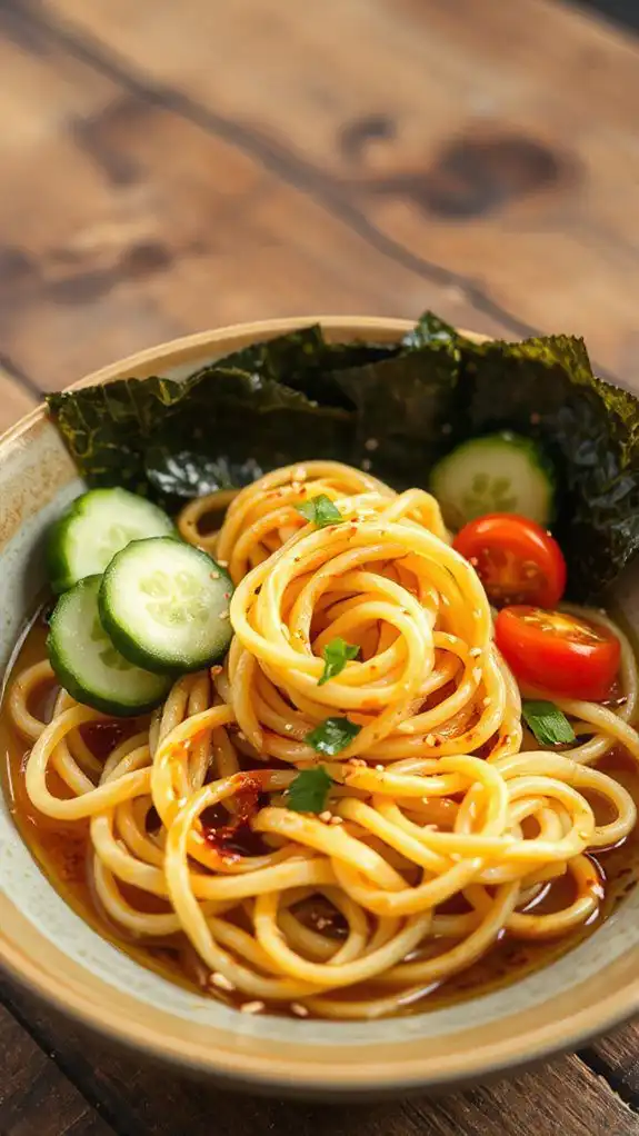 chilled ramen with toppings chilled ramen with toppings