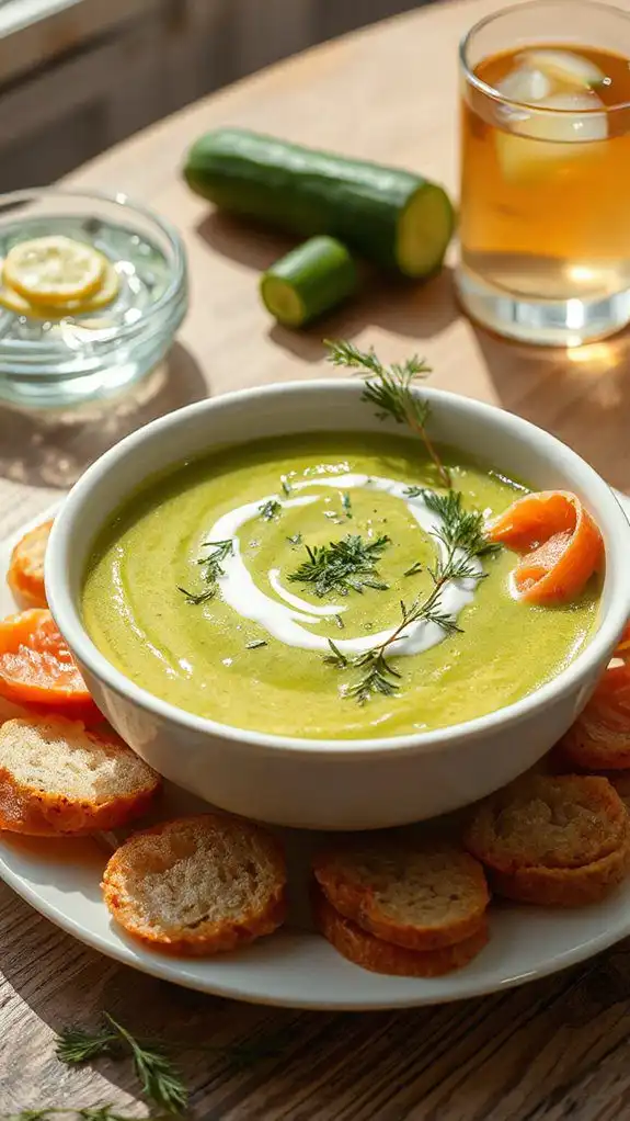 chilled soup with salmon