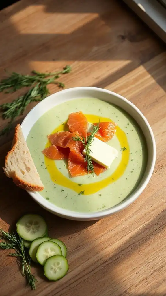 chilled soup with salmon