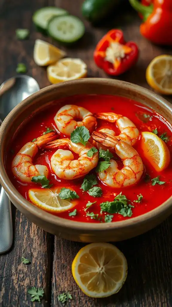 chilled soup with shrimp