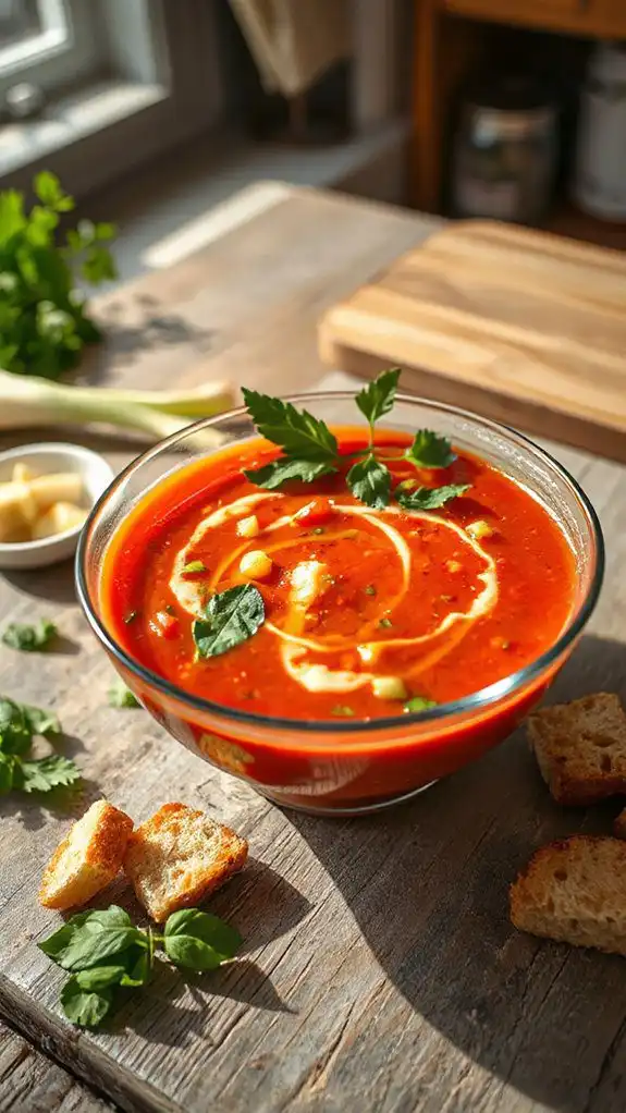 chilled soup with vegetables