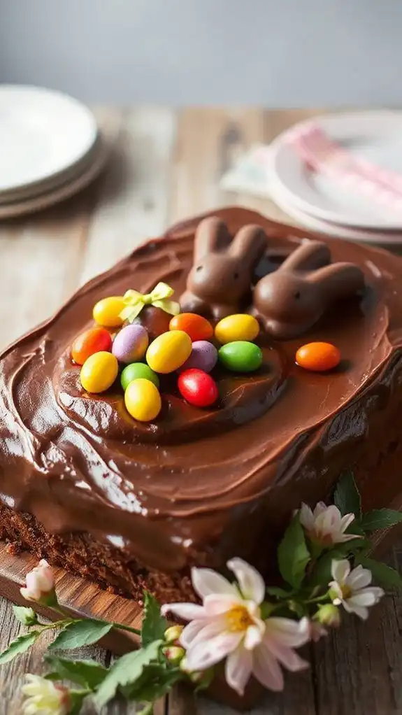 chocolate bunny decorated cake