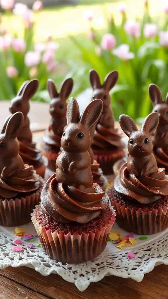 chocolate bunny themed cupcakes